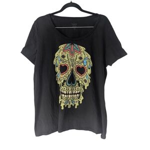 Torrid Black Tee with Colorful Skull Design Sz.22/24